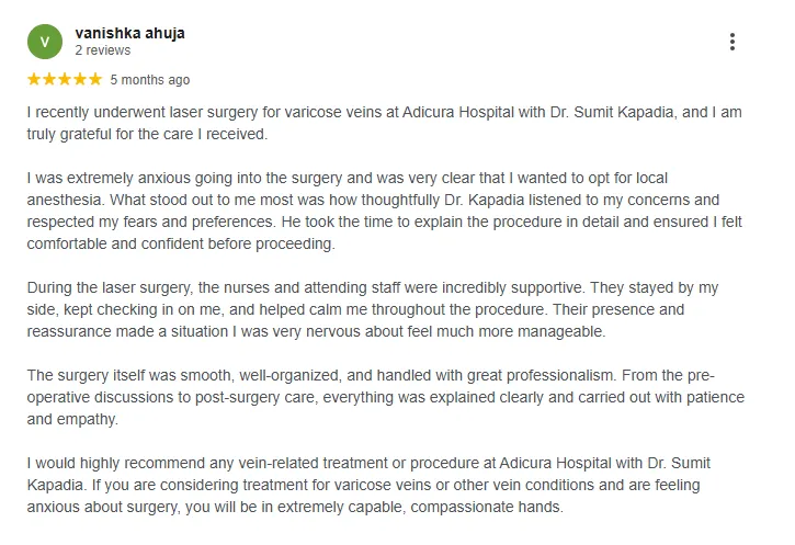 Verified Google review 1 for Dr. Sumit Kapadia