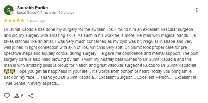 Verified Google review 8 for Dr. Sumit Kapadia